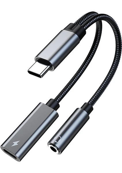 2 In 1 USB C - 3.5mm Kulaklık Jakı Adaptörü Tip C S20 10 Plus S21 Pro Için Şarj Ses Aux Adaptörü (Yurt Dışından)