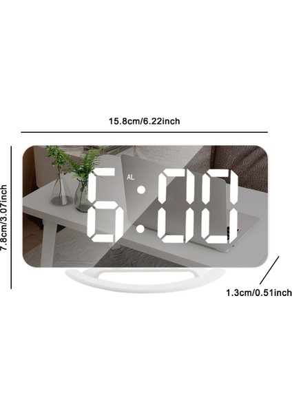 Dijital Çalar Saat 7 "led Ayna Elektronik Saatler Dokunmatik Erteleme Çift USB Şarj Masası Duvar Modern Saatler Saatler (Yurt Dışından)