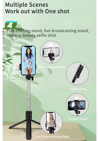 Selfie Çubuğu Dereceli Fotoğraf Tutucu Uzatılmış Tripod Canlı Yayın Katlanabilir Mini Tripod Genişletilebilir Monopod, H (Yurt Dışından)