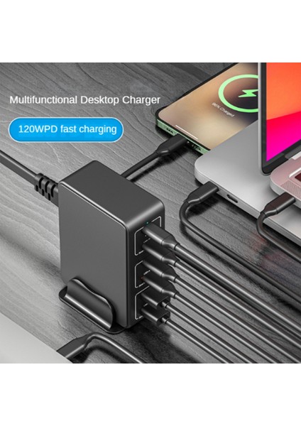 Çok Fonksiyonlu 120W Yüksek Güç Pd Hızlı Şarj USB Çok Bağlantı Noktalı Cep Telefonu Bilgisayar Şarj Cihazı Şarj Kafası, Ab Tak B ile (Yurt Dışından)