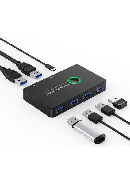 USB Kvm Anahtarı USB 3.0 Kvm USB Switcher Klavye Fare Yazıcı Mi Kutusu 2 Adet Bağlantı Noktası Paylaşımı 4 Adet Cihaz USB Hub (Yurt Dışından)
