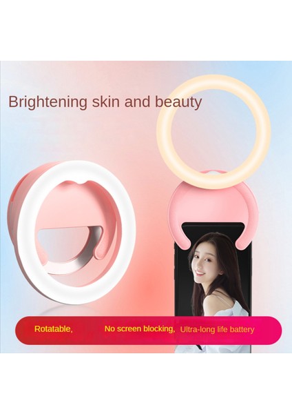 USB Şarj LED Selfie Halkası Ek Aydınlatma Gece Karanlığı Telefon Doldurma Işığı Için Selfie Artırıcı Yanıp Söner, Pembe (Yurt Dışından)