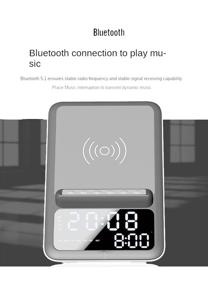 Kablosuz Şarj Kablosuz Şarj Cihazı Braketi Hızlı Şarj Şarj Cihazı Bluetooth 5.0 Ses Çok Fonksiyonlu Kablosuz Şarj Cihazı (Yurt Dışından)