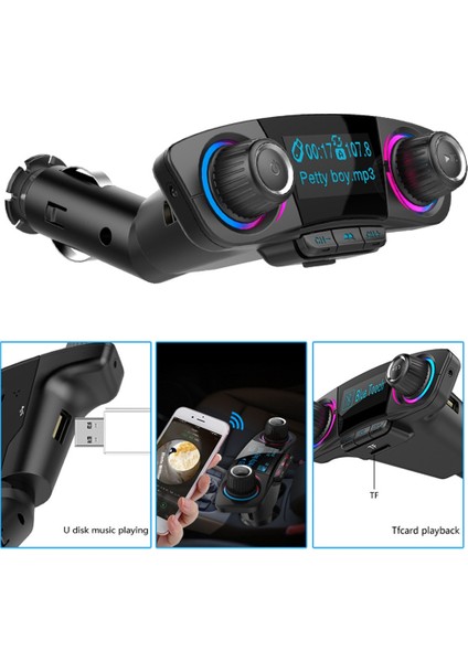 Bluetooth Fm Verici Eller Serbest Arama Radyo Adaptörü Araba Için Çift USB Bağlantı Noktalı Çalar Radyo Adaptörü (Yurt Dışından)