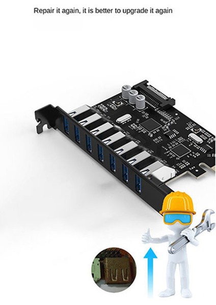 Pvu3-7u Usb3.0 Genişletme Kartı Masaüstü Bilgisayar Pcı-E Genişletme Kartı 1 Sürükle 7 Kasa Genişletme (Yurt Dışından)