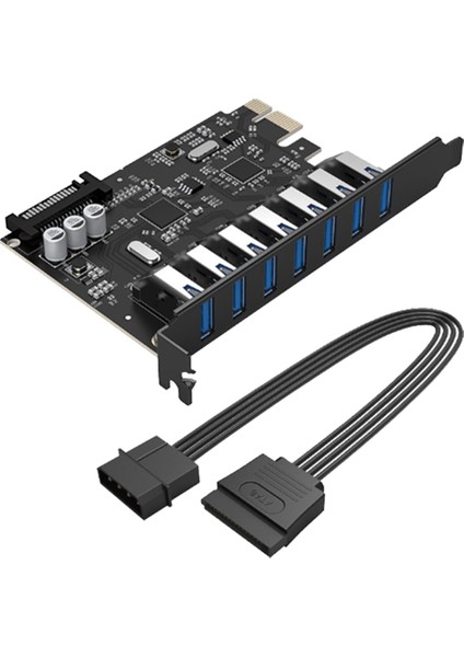 Pvu3-7u Usb3.0 Genişletme Kartı Masaüstü Bilgisayar Pcı-E Genişletme Kartı 1 Sürükle 7 Kasa Genişletme (Yurt Dışından)