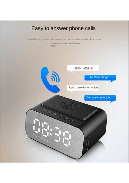 Bluetooth 5.0 Kablosuz Şarj Cihazı Bilgisayar Hoparlörü Bluetooth LED Çalar Saat Ses Dizüstü Bilgisayar Hoparlörü (Yurt Dışından)
