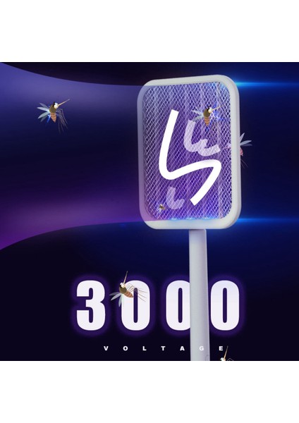 Katlanır Elektrikli Sivrisinek Sineklik Sivrisinekleri Kovabilir ve Sineklik Lityum Geri Çekilebilir Pil USB Şarj Tabanı(B) (Yurt Dışından)