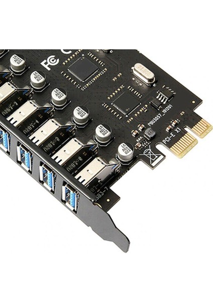 Pcıe - Usb3.0 Adaptör Kartı 7 Port USB 3.0 Pcı-E Masaüstü Bilgisayar Genişletme Kartı Ücretsiz Harici Güç Kaynağı Güç Kaynağı (Yurt Dışından)