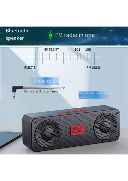 Taşınabilir Fm Radyo Kablosuz Bluetooth 5.0 Tws Hoparlör Mini Mp3 Müzik Çalar Desteği Tf Kart U Disk USB Şarj Radyo-B (Yurt Dışından)