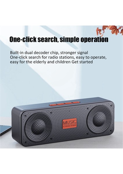 Taşınabilir Fm Radyo Kablosuz Bluetooth 5.0 Tws Hoparlör Mini Mp3 Müzik Çalar Desteği Tf Kart U Disk USB Şarj Radyo-B (Yurt Dışından)
