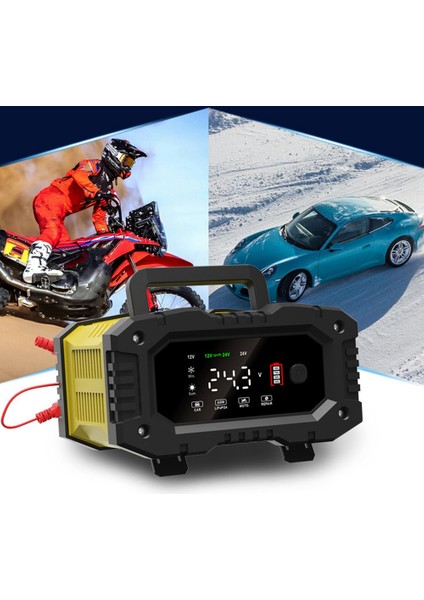 12V24V Tam Otomatik Akıllı Şarj Cihazı 10A Yüksek Güç Taşınabilir Araç Motosiklet Pil Şarj Cihazı Pil Şarjı Için Ingiltere Tak (Yurt Dışından)