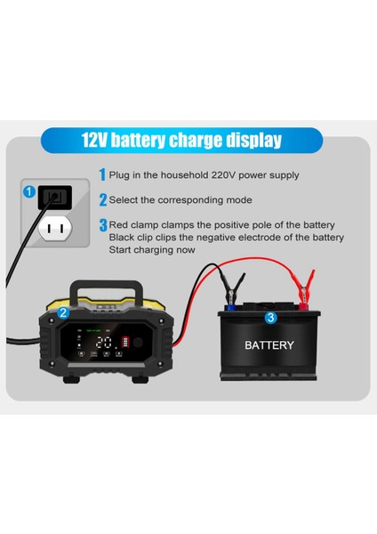 12V24V Tam Otomatik Akıllı Şarj Cihazı 10A Yüksek Güç Taşınabilir Araç Motosiklet Pil Şarj Cihazı Pil Şarjı Için Ingiltere Tak (Yurt Dışından)