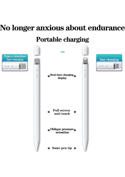 Için / Kalem Manyetik Emme Kondansatörü Tip-C Arayüz Şarjlı Stylus El Yazısı Kalemi Yerine Düz (Yurt Dışından)