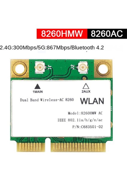 1200 M Wifi Kablosuz Lan Çift Bant 2.4g 5 Ghz Bluetooth 4.2 Gigabit Kablosuz Lan Adaptörü Win7 Win8 WIN10 Linux 8260HMW (Yurt Dışından) modelleri