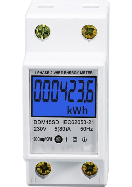 Din-Rail Enerji Ölçer 5-80A LCD Arka Işık Dijital Ekran Tek Fazlı Elektronik Enerji Kwh Ölçer (Yurt Dışından)
