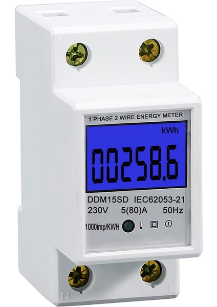 Din-Rail Enerji Ölçer 5-80A LCD Arka Işık Dijital Ekran Tek Fazlı Elektronik Enerji Kwh Ölçer (Yurt Dışından)