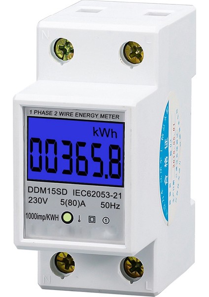 Din-Rail Enerji Ölçer 5-80A LCD Arka Işık Dijital Ekran Tek Fazlı Elektronik Enerji Kwh Ölçer (Yurt Dışından)