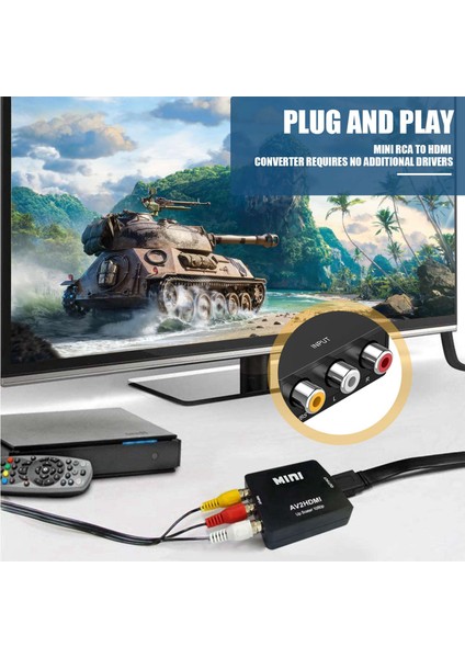 Rca, Av'den Dönüştürücüye, 1080P Mini Rca Cvbs Video Ses Dönüştürücü Adaptör Pal/ntsc, Tv/pc/ Ps3/ Stb/ (Yurt Dışından)
