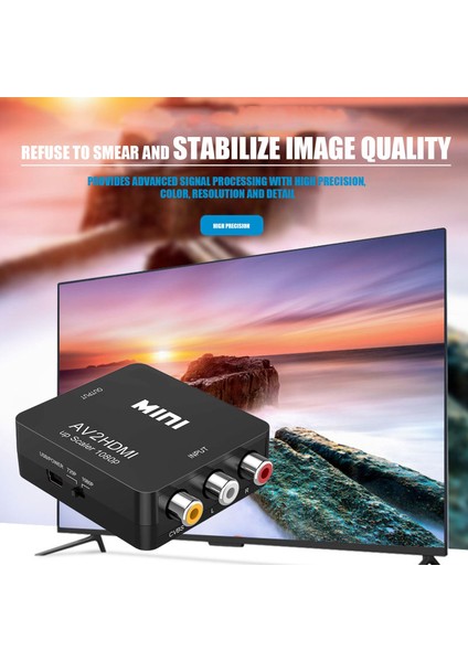 Rca, Av'den Dönüştürücüye, 1080P Mini Rca Cvbs Video Ses Dönüştürücü Adaptör Pal/ntsc, Tv/pc/ Ps3/ Stb/ (Yurt Dışından)