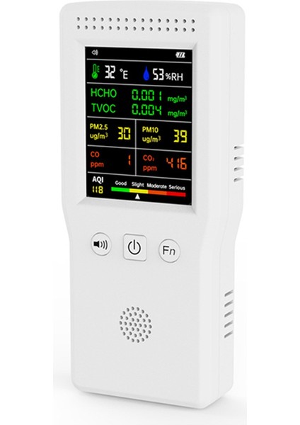 9'u 1 Arada Hava Kalitesi Monitörü LCD Ekran Yüksek Hassasiyetli Pm2.5 PM10 Hcho Tvoc Co Co2 Sıcaklık Nem Ölçer (Beyaz) (Yurt Dışından)