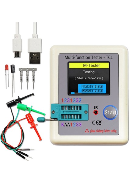 Lcr-Tc1 Tc1 Ekran Çok Fonksiyonlu Tft Arka Işık Transistör Test Cihazı Diyot Triyot Kapasitör Direnç Transistör Için (Yurt Dışından)