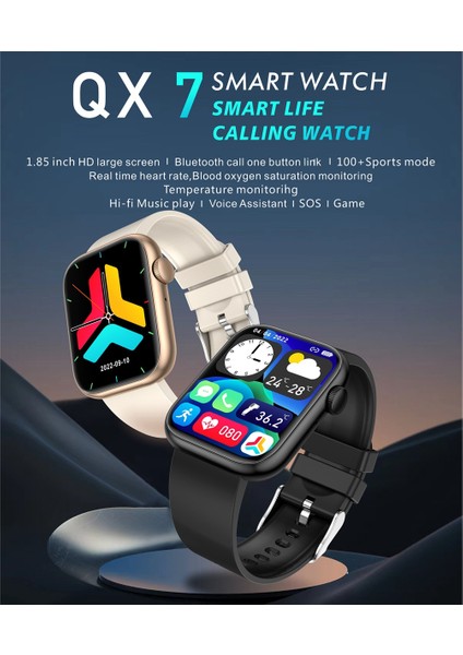 Qx7 Akıllı Çağrı Izle 1.8 Inç Tft 240X280 Piksel Bluetooth 5.0 Kalp Hızı Sağlık Izleme IP67 Akıllı Saat Bej Altın (Yurt Dışından)