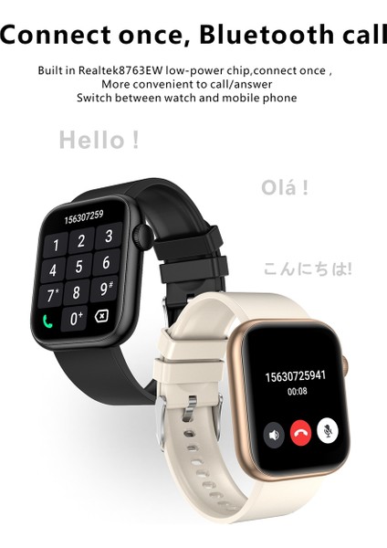 Qx7 Akıllı Çağrı Izle 1.8 Inç Tft 240X280 Piksel Bluetooth 5.0 Kalp Hızı Sağlık Izleme IP67 Akıllı Saat Bej Altın (Yurt Dışından)
