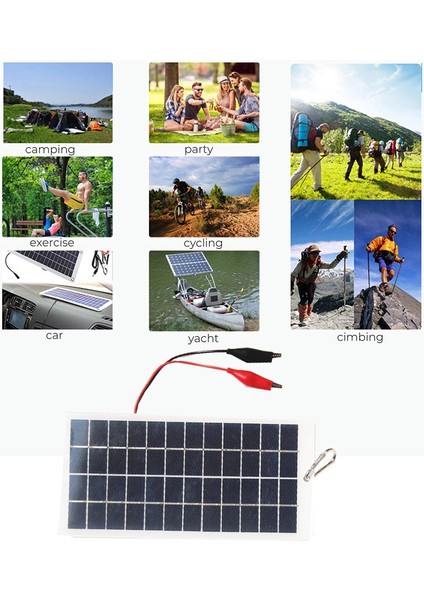 5W 12V Polisilikon Güneş Paneli Dış Mekan Taşınabilir Su Geçirmez Şarj Paneli Klipsli 9-12V Pil Şarj Edebilir (Yurt Dışından)