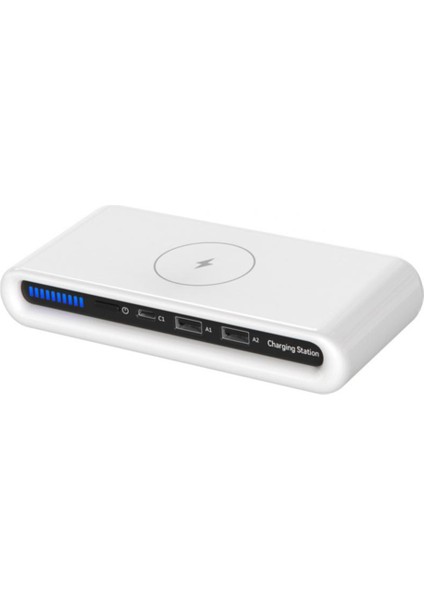 IPHONE12 Için Ortam Işığı ile 15W 4'ü 1 Arada Kablosuz Şarj Cihazı Şarj Srtation Çoklu USB Tip C Hızlı Şarj Cihazı (Yurt Dışından)