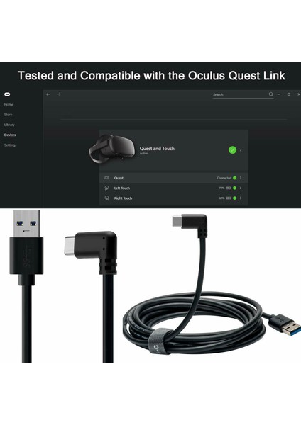 Quest Link Kablosu 5 Gbps Aktarımı Için 10FT Usb3.1 Tip C Bağlantı Kablosu Yüksek Hız (Yurt Dışından)