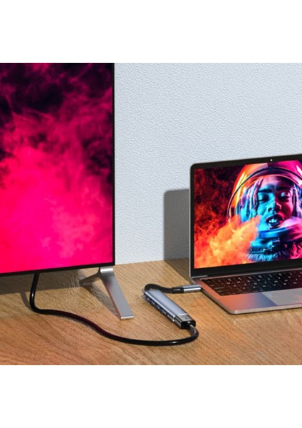Taşınabilir USB 3.1 Type-C Hub'dan Uyumlu Çoklu Splitter Adaptörüne Pc Için 4K 3 USB C Hub (Y002) (Yurt Dışından)