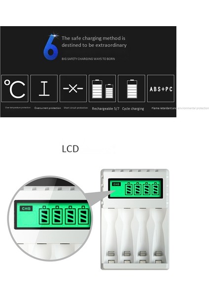 Aa/aaa Nicd Nimh Şarj Edilebilir Piller Için 4 Yuvalı Akıllı Akıllı LCD Ekran Pil Şarj Cihazı Nimh Aa Şarj Cihazı (Yurt Dışından)