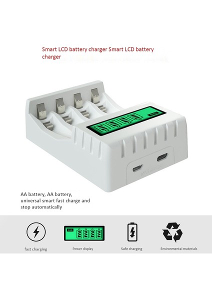 Aa/aaa Nicd Nimh Şarj Edilebilir Piller Için 4 Yuvalı Akıllı Akıllı LCD Ekran Pil Şarj Cihazı Nimh Aa Şarj Cihazı (Yurt Dışından)