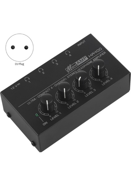 Ab Tak, HA400 Ultra Kompakt 4 Kanal Mini Ses Stereo Kulaklık Amplifikatörü Güç Adaptörü Siyah (Yurt Dışından)