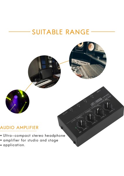 Ab Tak, HA400 Ultra Kompakt 4 Kanal Mini Ses Stereo Kulaklık Amplifikatörü Güç Adaptörü Siyah (Yurt Dışından)