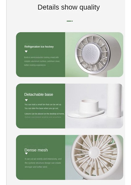 Mini El Fan Yarı Iletken Soğutma 2200 Mah Pil USB Şarj Edilebilir El Fan Soğutma Hava Soğutucu, Açık Yeşil (Yurt Dışından) fiyatları