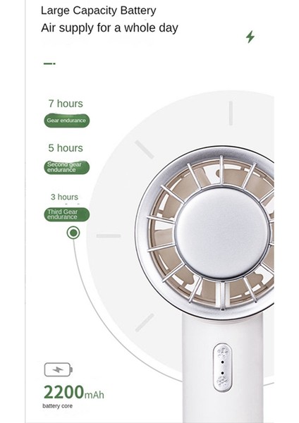 Mini El Fan Yarı Iletken Soğutma 2200 Mah Pil USB Şarj Edilebilir El Fan Soğutma Hava Soğutucu, Açık Yeşil (Yurt Dışından) indirimleri