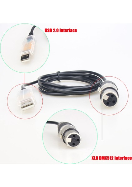 Usb'den Dmx Arabirim Adaptörüne LED DMX512 Bilgisayar Pc Sahne Aydınlatma Kontrol Dimmer, Adaptör Kablosu (Yurt Dışından)