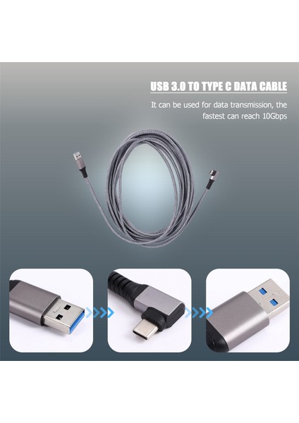 Kulaklık USB 3.0 - Tip C Şarj Veri Kablosu Aksesuarları Için 5m Veri Kablosu (Yurt Dışından)