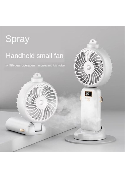 5000MAH Katlanır Elektrikli Fan USB Şarj Edilebilir Hava Soğutma Fanı Püskürtme Fonksiyonu 5 Hız Dijital Ekran El Fanı, B (Yurt Dışından)