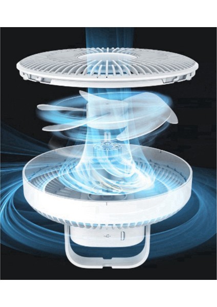 LED Lambalı Hava Soğutucu Fan Uzaktan Kumanda Şarj Edilebilir USB Güç Bankası Tavan Vantilatörü 3 Dişli Duvar Ventilador, (Yurt Dışından)