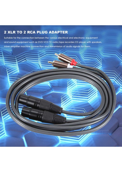 Çift Dişi Xlr - Rca Kablosu, Ağır Hizmet Tipi 2 Xlr Dişi - 2 Rca Erkek Yama Kablosu Hifi Stereo Ses Bağlantı Kablosu Tel (Yurt Dışından)