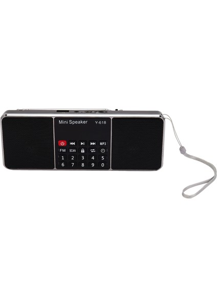 Y-618 Mini Fm Radyo Dijital Taşınabilir Çift 3W Stereo Hoparlör Mp3 Ses Çalar Yüksek Kaliteli Ses Kalitesi W/ 2 Inç Ekran Desteği USB Sürücü Tf Kart Aux Girişi Kulaklık Çıkışı (Yurt Dışından)