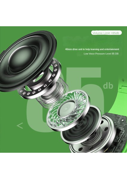 Çocuk Kulaklıkları 85DB Hacim Sınırlı Işitme Korumalı Kulak Üstü Kulaklıklar Mikrofonlu Kulaklıklar, Yeşil (Yurt Dışından)