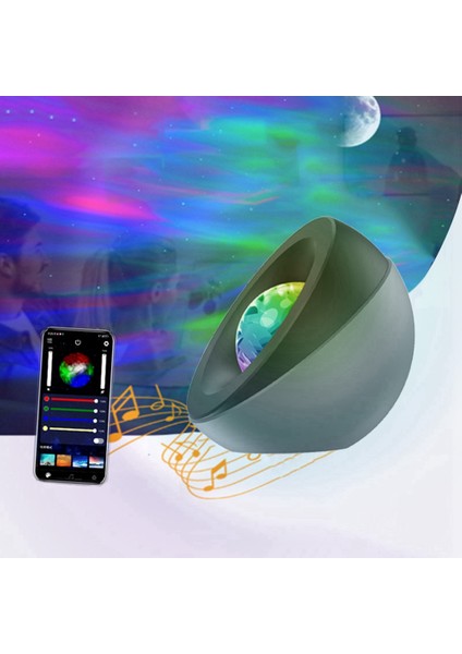 Kullanışlı LED Yıldızlı Projektör Gece Lambası Galaxy Yıldız Projektör Bluetooth App Gece Lambası Projektör, Gri (Yurt Dışından)