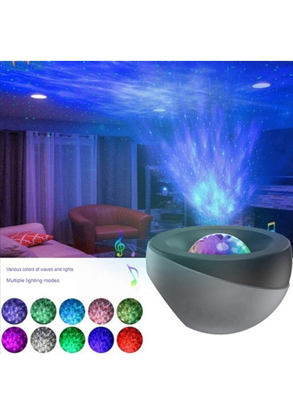 Kullanışlı LED Yıldızlı Projektör Gece Lambası Galaxy Yıldız Projektör Bluetooth App Gece Lambası Projektör, Gri (Yurt Dışından)