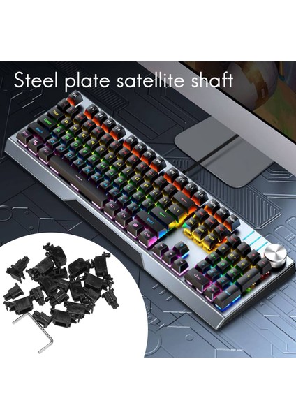 Mekanik Klavye Için Çelik Plaka Uydu Mili Cherry Mx Eksen Anahtarı Siyah Monteli 6.25U 2u Stabilizatörler-1 (Yurt Dışından)