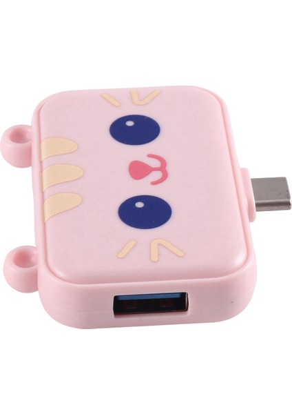 Şirin USB Hub Tip C - Uyumlu Usb3.0 Pd 60W Şarj Aleti Akıllı Telefonlar Için Çoklu Splitter Adaptör Dock'u (Pembe 3h) (Yurt Dışından)