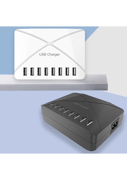 40W USB Çoklu Bağlantı Noktası Şarj Cihazı Hızlı Şarj Şarj Cihazı Hub 8 Bağlantı Noktalı Hızlı Şarj Şarj Cihazı Şarj Masaüstü Şarj Ünitesi Abd Tak Beyaz (Yurt Dışından)